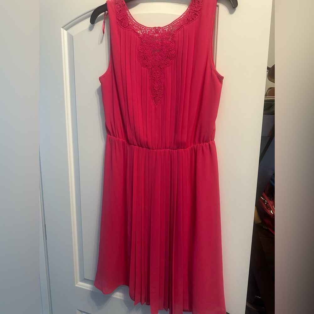 Jessica Simpson Womens Fit & Flare Dress Pink Pleated size 6